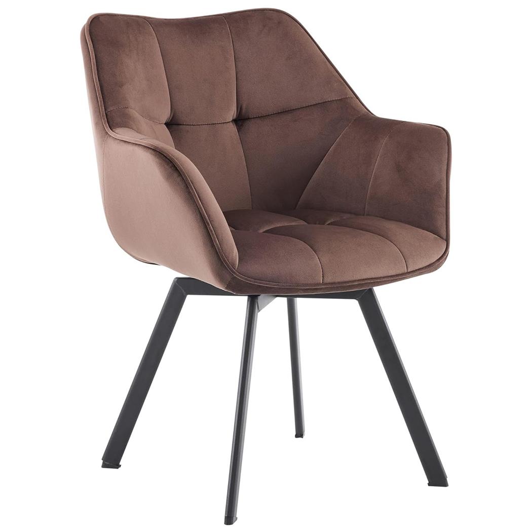 Silla de Confidente SUTTON, Estructura Metálica, Grueso Acolchado, en Terciopelo color Marrón