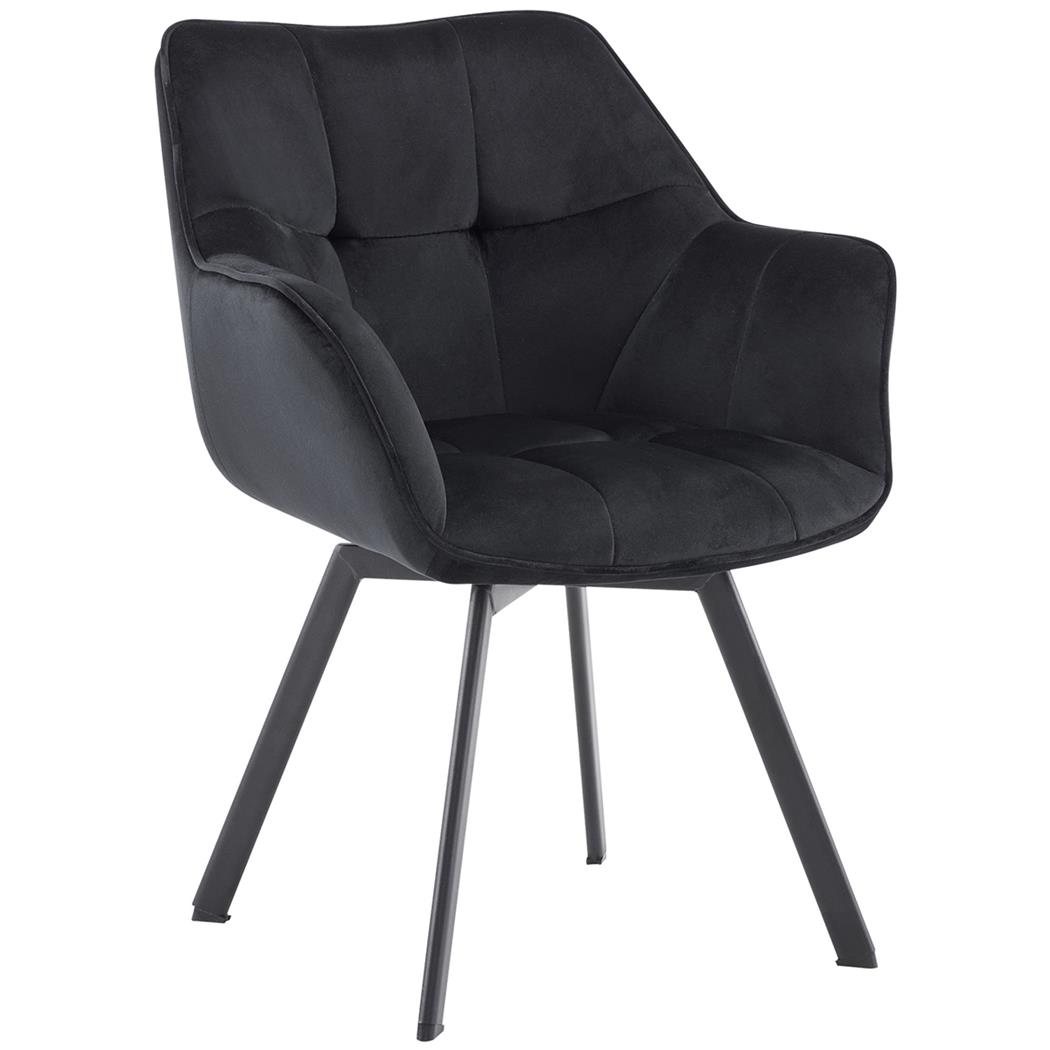 Silla de Confidente SUTTON, Estructura Metálica, Grueso Acolchado, en Terciopelo color Negro