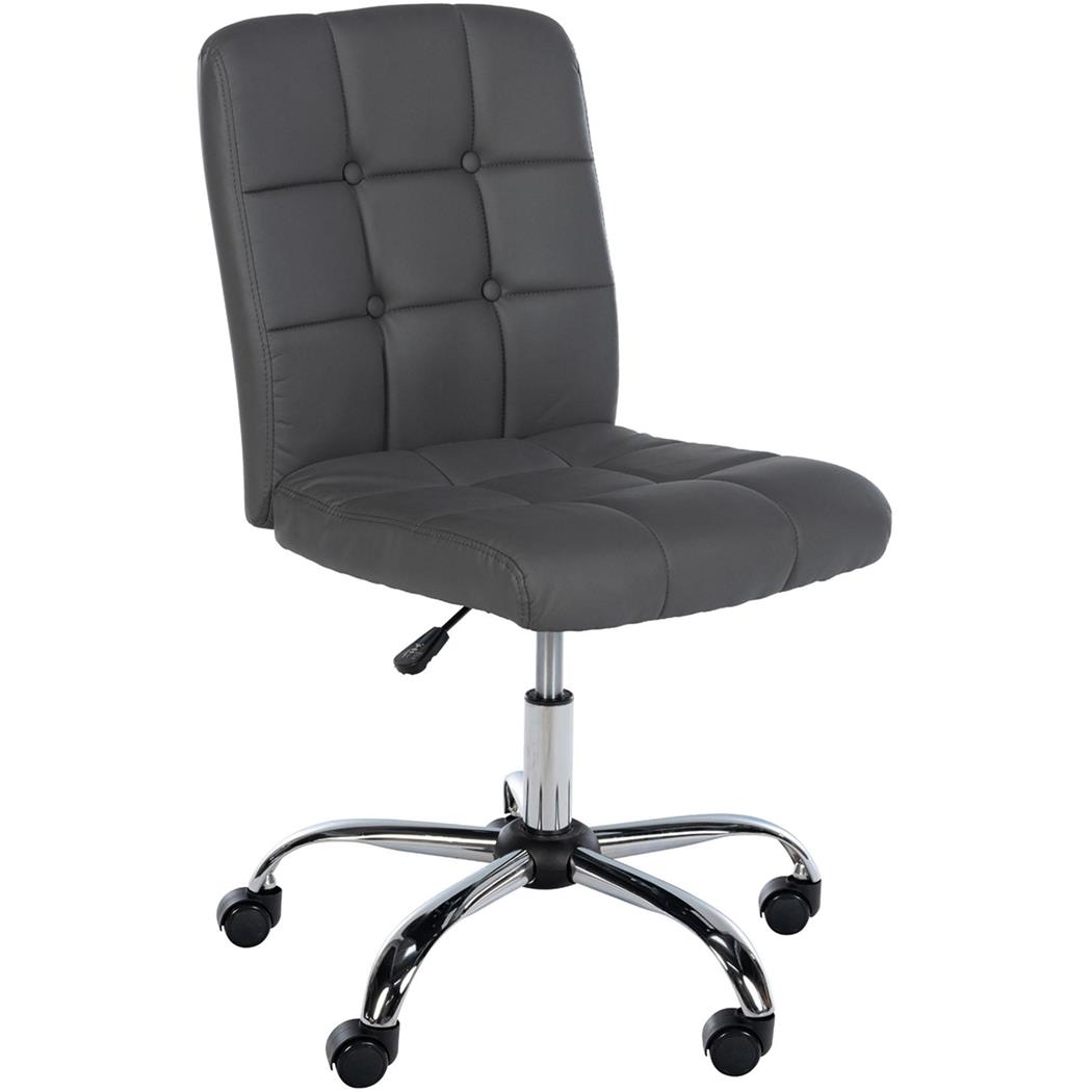 Silla de oficina PARKER, Diseño Moderno y Sencillo, Tapizada en Piel color Gris