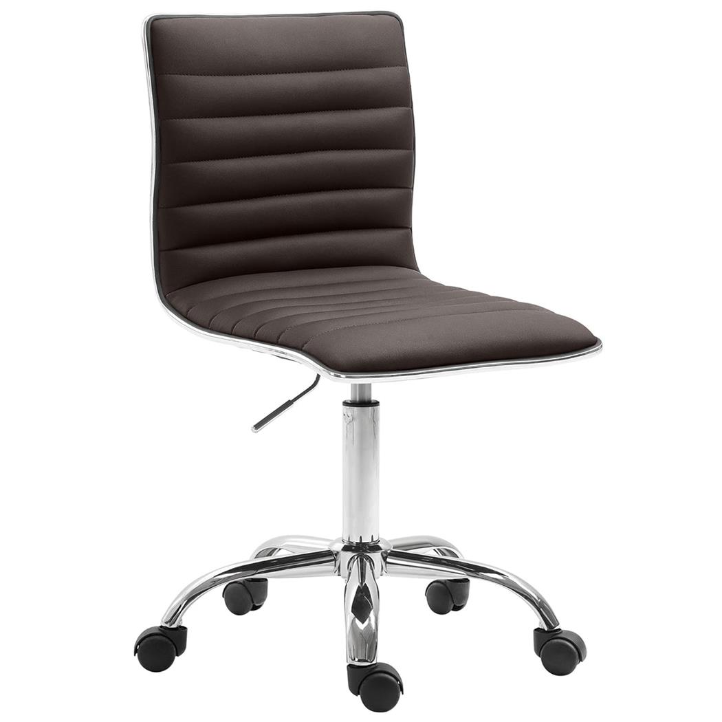 Silla de oficina WANG, Diseño Moderno y Original, Tapizada en Piel color Marrón