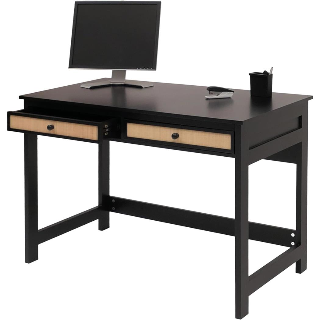Mesa de escritorio ORBIT, Dimensiones 110x60x78 cm, Diseño Moderno, en Madera color Negro