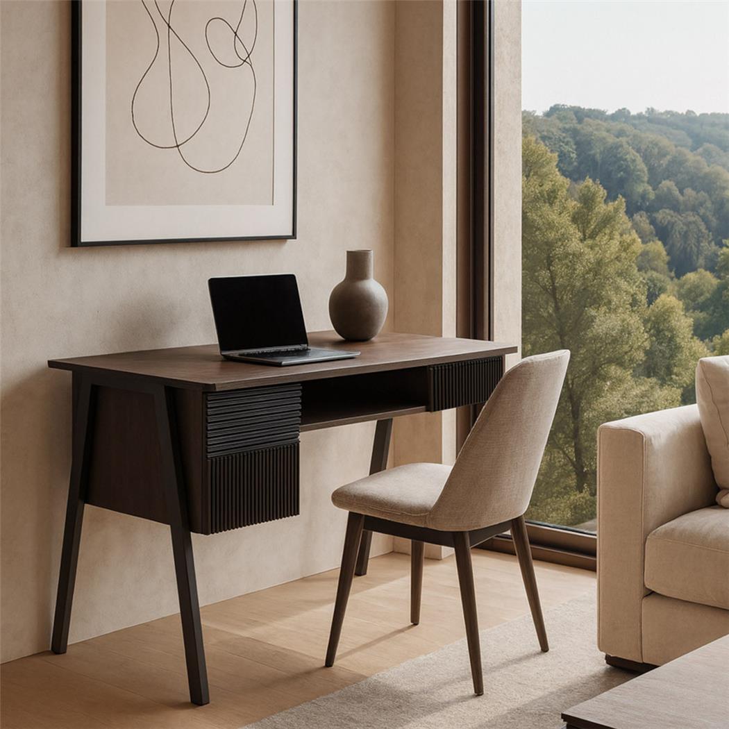 Mesa de Escritorio OPAL, Precioso Diseño Moderno, Dimensiones 120x60x78 cm, en Madera color Nogal