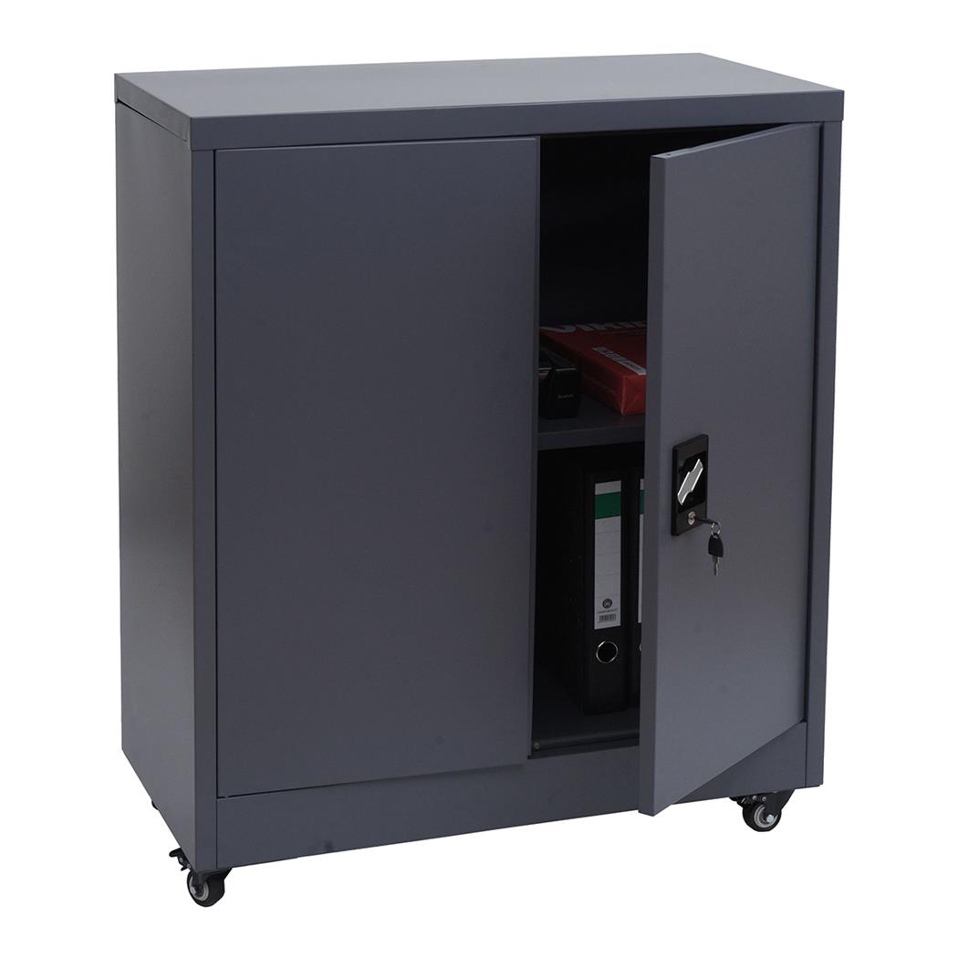 Armario Archivador BRENTON, 98x40x80 cm, con Ruedas, en Acero, color Gris Oscuro