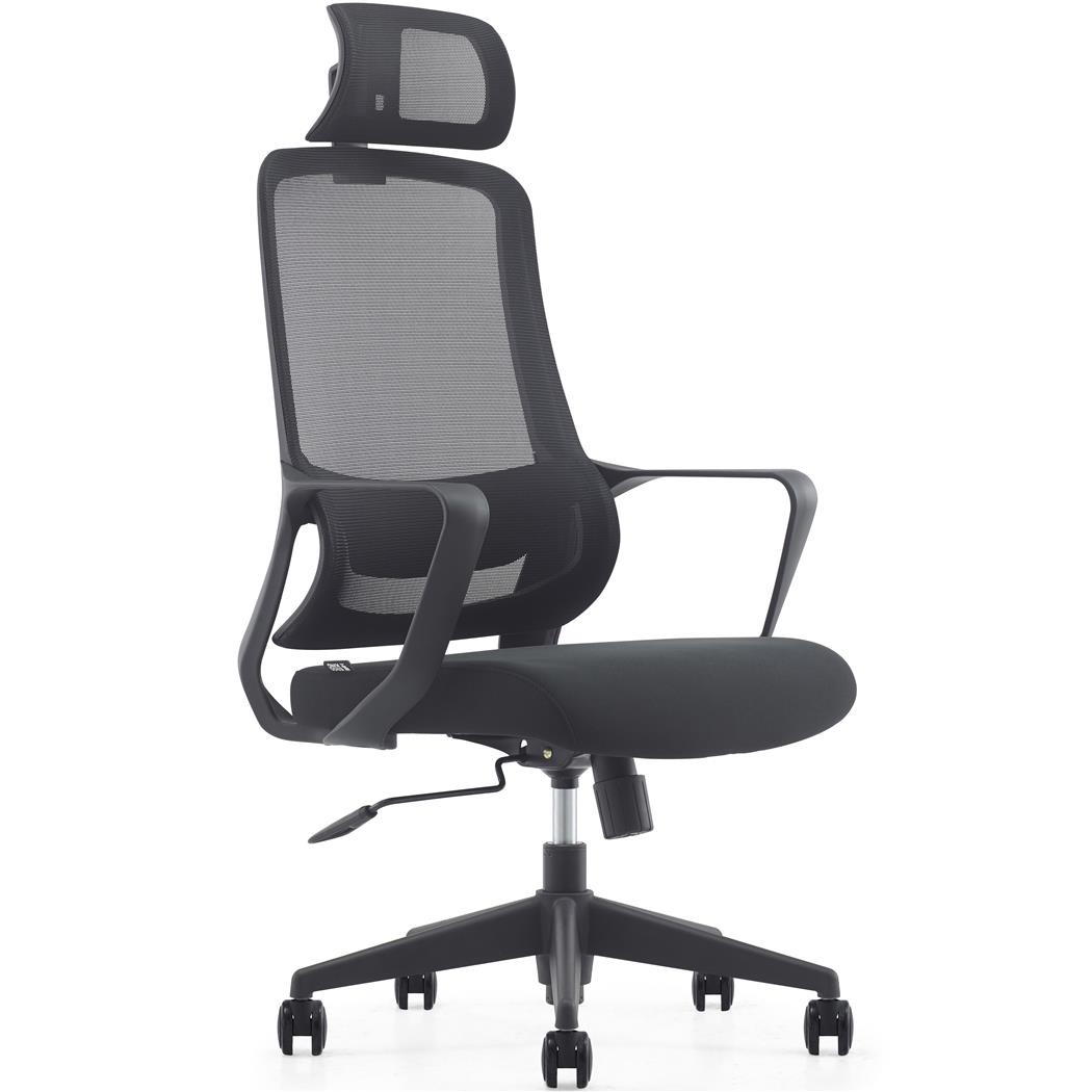 DEMO# Silla de Oficina LUNA, Diseño ergonómico, Reposacabezas, Soporte Lumbar, En Negro