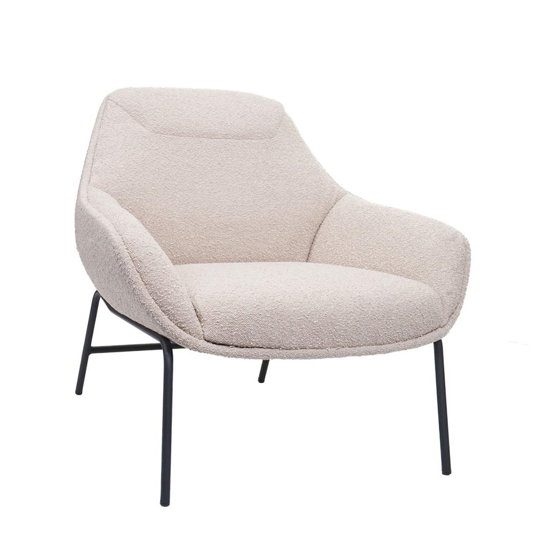 Silla de Confidente de Diseño COLTEN, Estructura Metálica, en Tela color Crema
