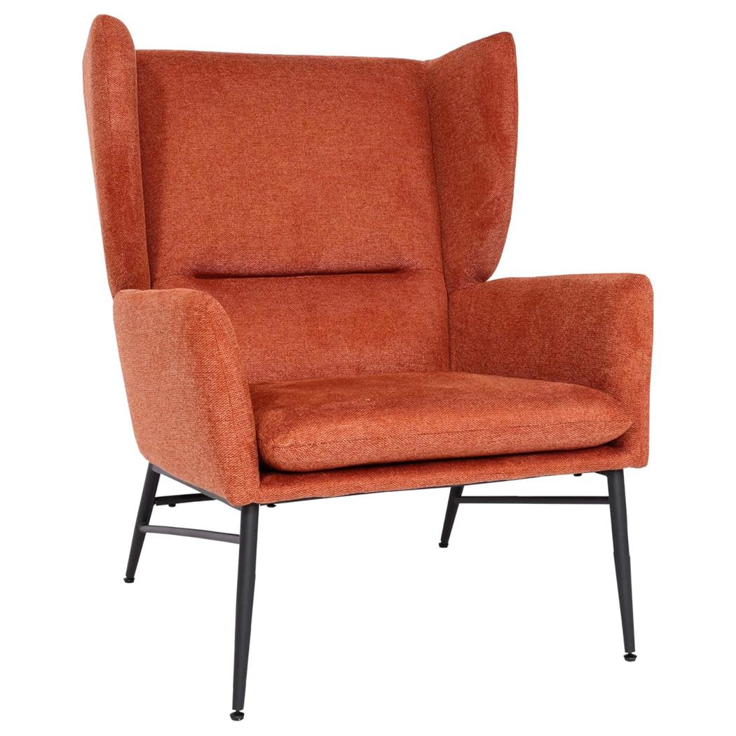 Silla de Confidente CROFT, Elegante Diseño, Estructura Metálica, en Tela color Marrón Terracota