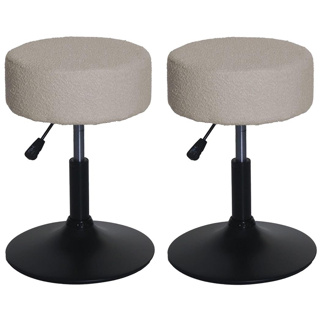 Lote de 2 Taburetes BLOOM, Giratorio 360º, Grueso Acolchado, en Tela color Beige