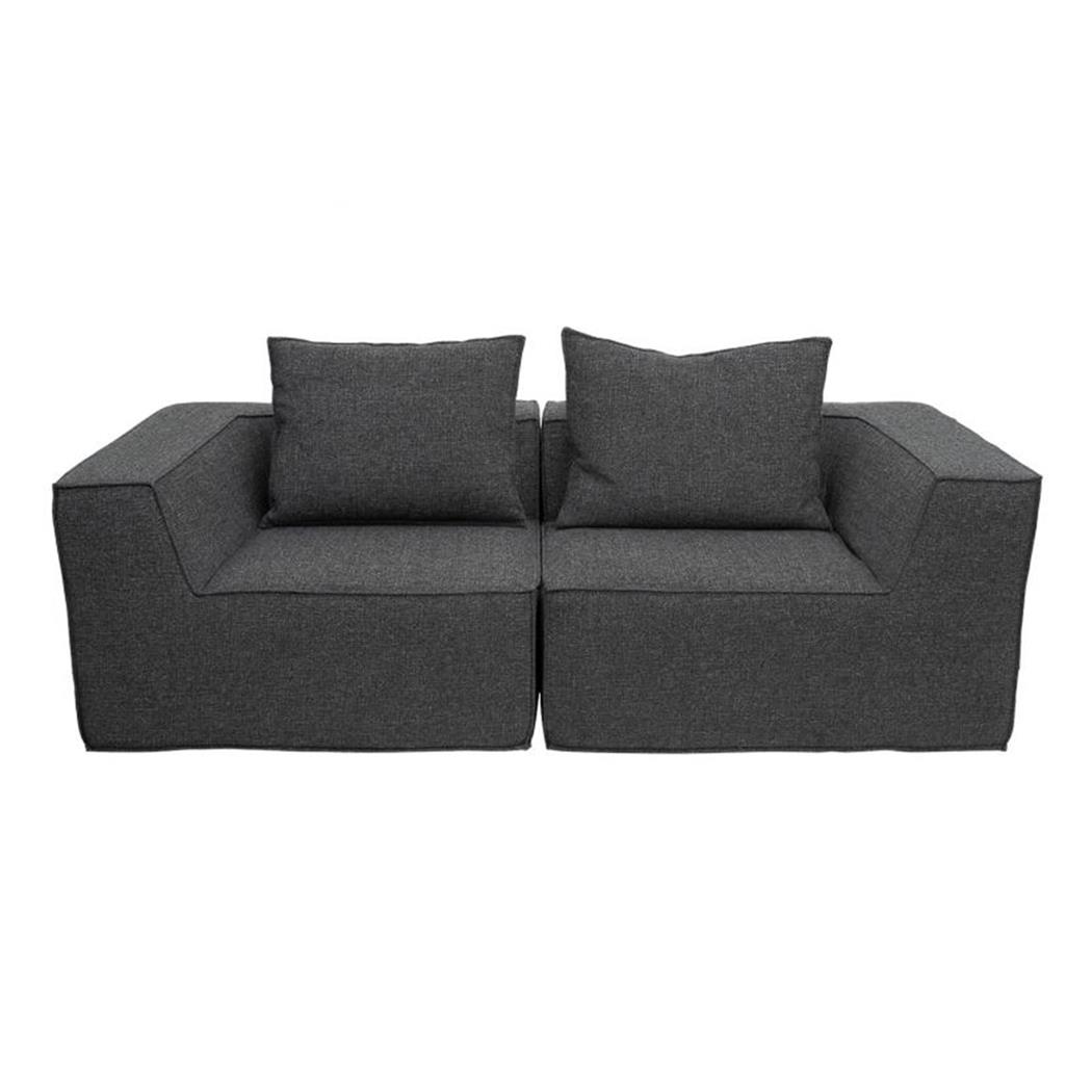 Sofá Modular de 2 plazas NANUK, Grueso Acolchado, en Tela color Gris Oscuro