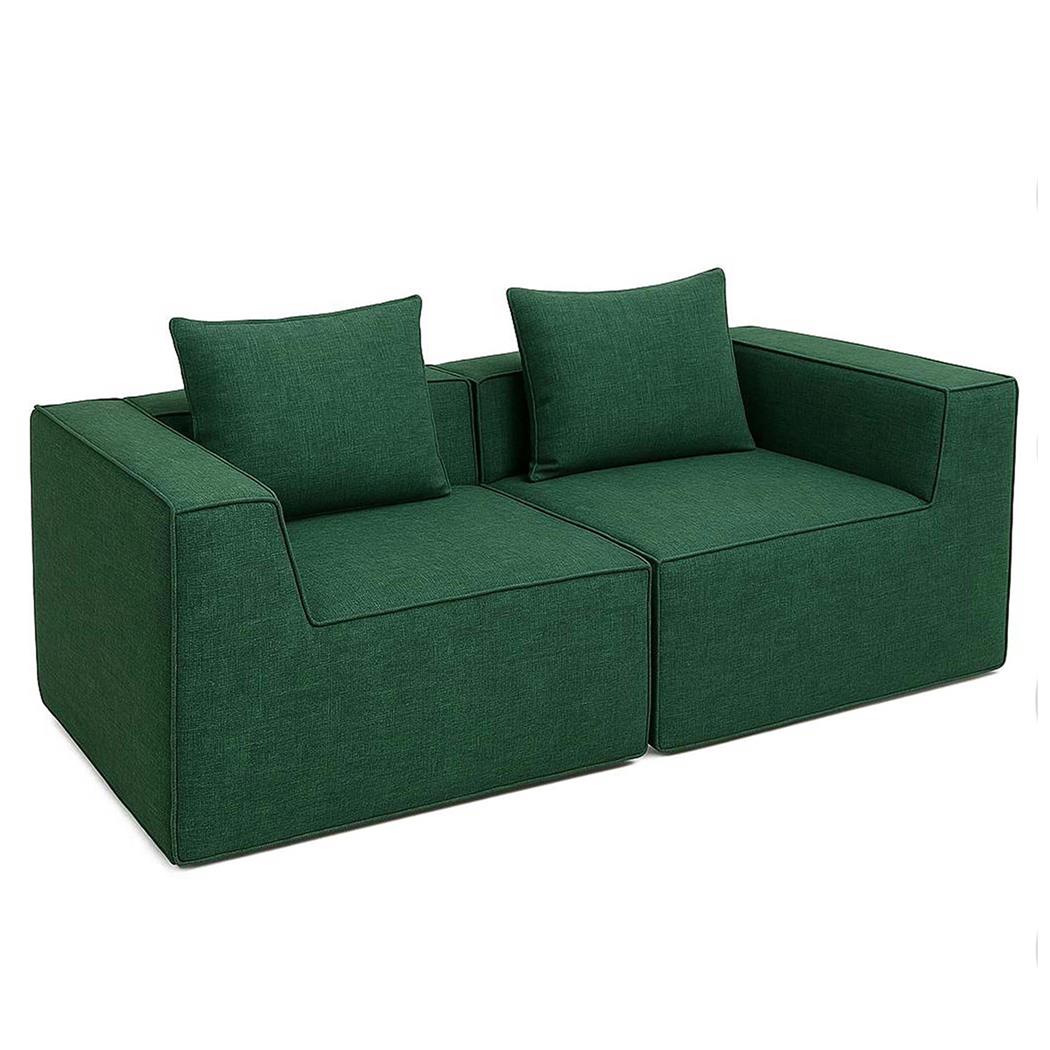Sofá Modular de 2 plazas NANUK, Grueso Acolchado, en Tela color Verde