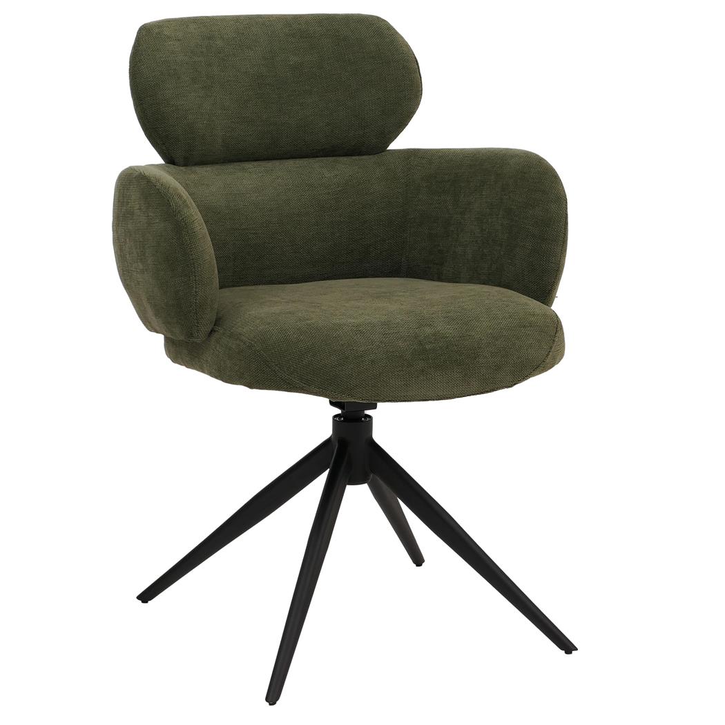 Silla de Confidente LINDEN, Gitaroria 360º, Grueso Acolchado, en Tela color Verde oliva