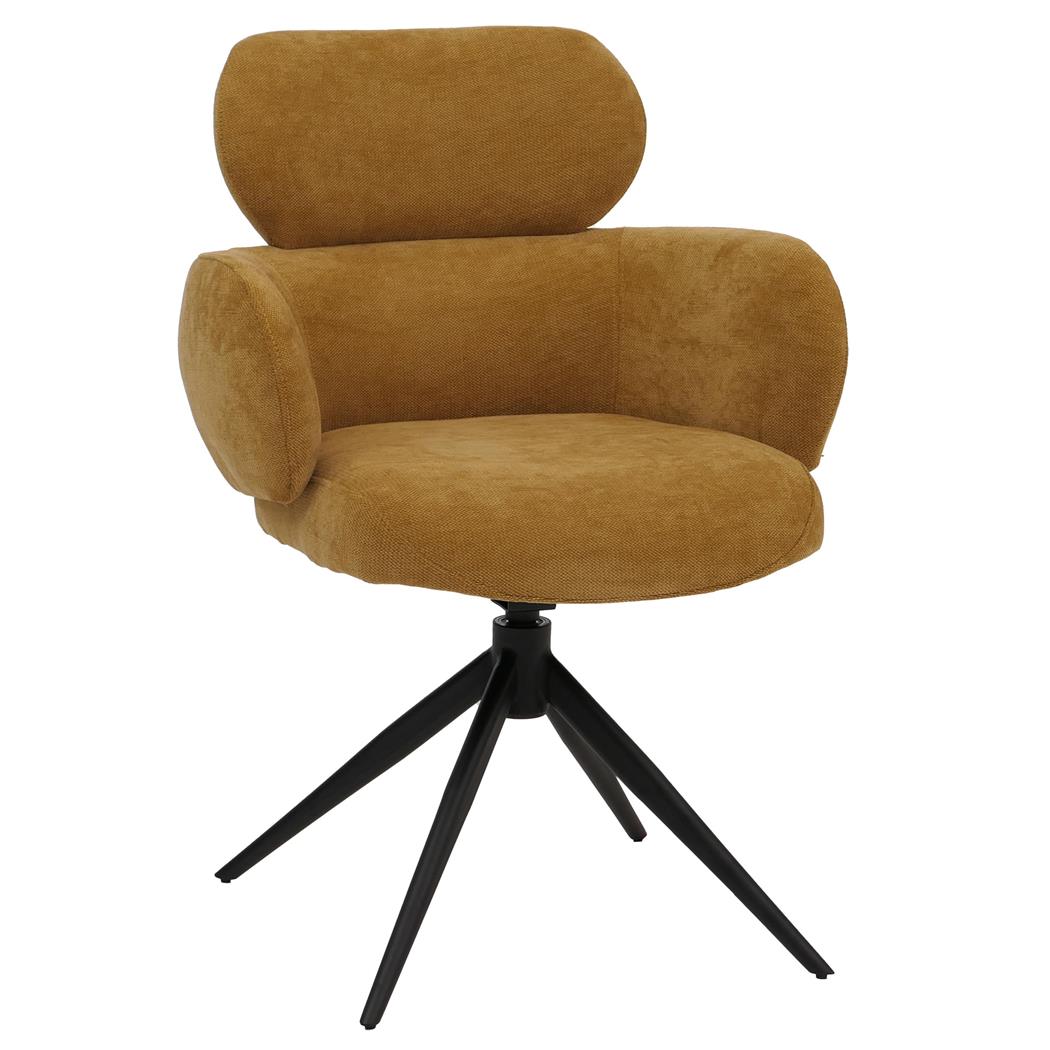 Silla de Confidente LINDEN, Gitaroria 360º, Grueso Acolchado, en Tela color Amarillo mostaza