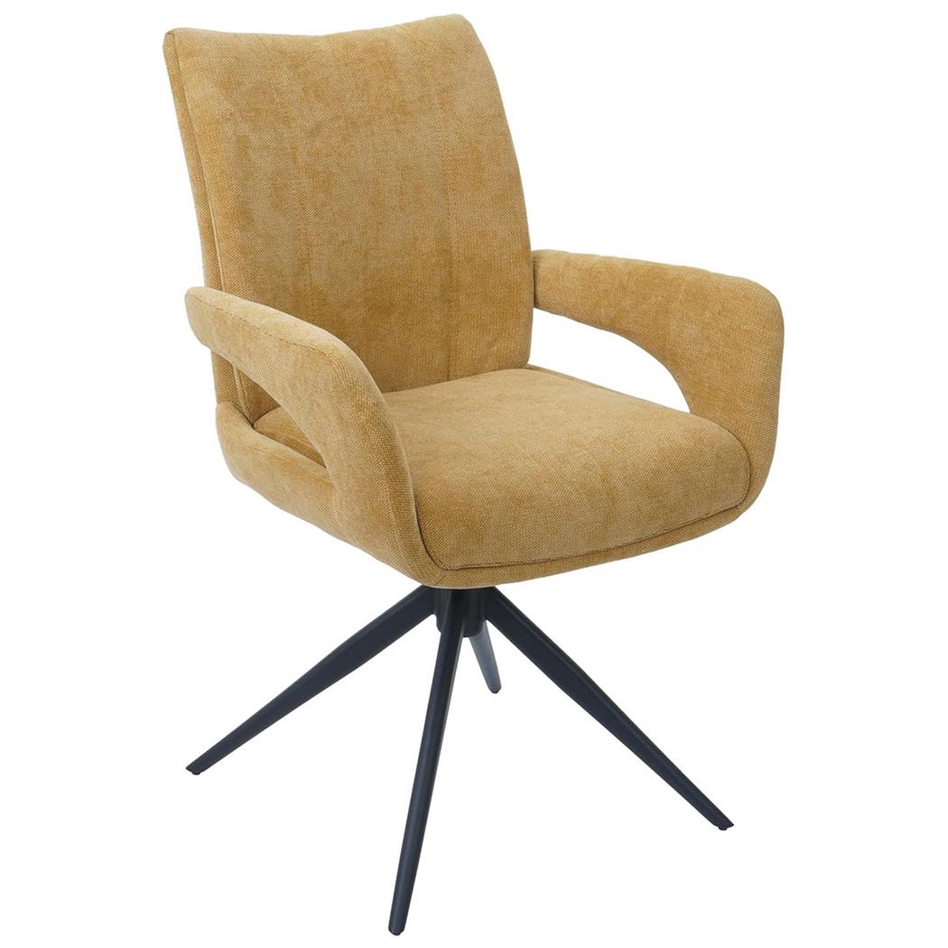 Silla de Confidente LELIA, Giratoria, Diseño Moderno, en Tela color Amarillo
