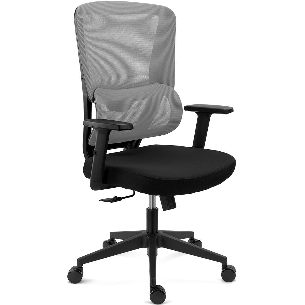 DEMO# Silla Ergonómica SUPRA, Soporte Lumbar Adaptable, Uso 8H, Tela y Malla Transpirable, Gris