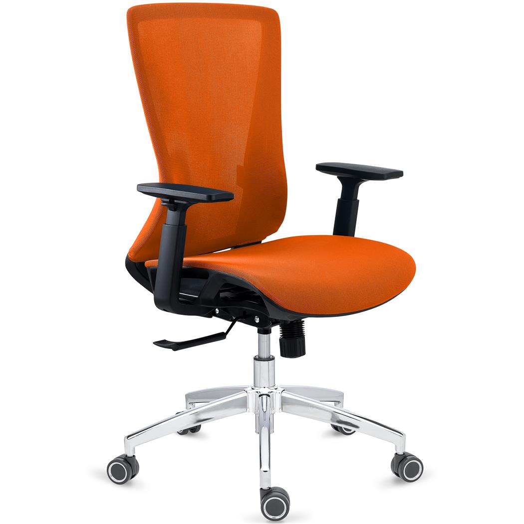 Silla Ergonómica EVANS, Uso Profesional 8H, Gran Diseño y Calidad, Base Metálica, En Naranja