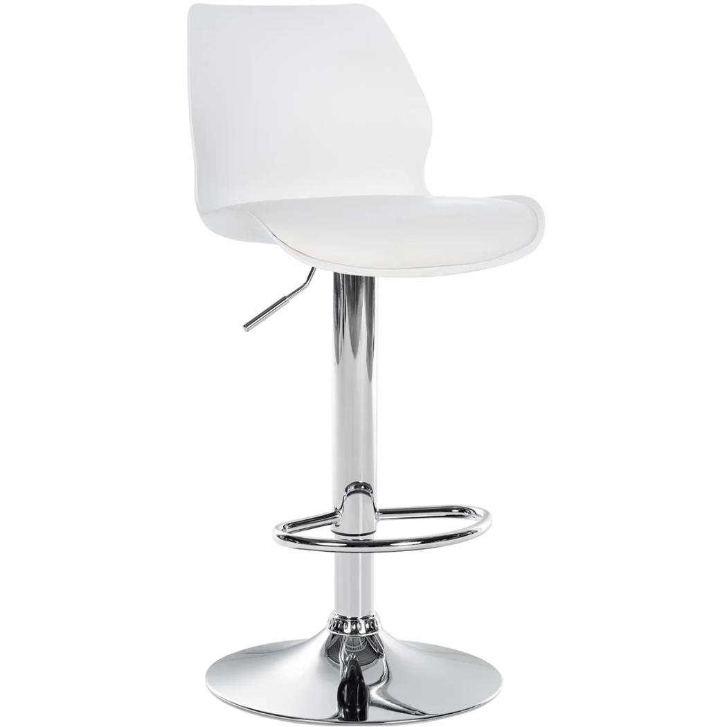 Taburete de oficina DALIAN, Moderno y Versátil, Tapizado en Piel, Color Blanco