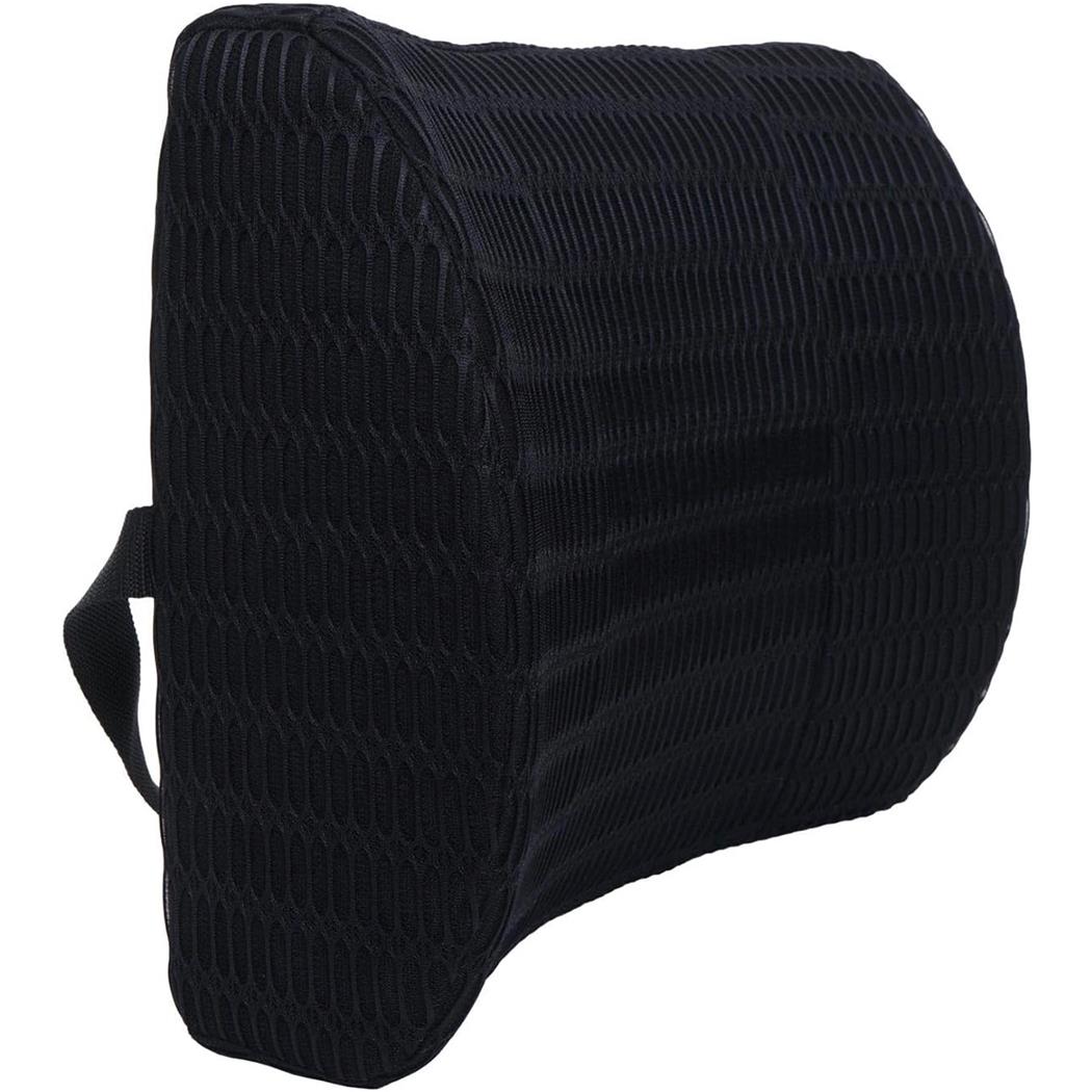 Cojín Lumbar DASTI, Espuma Viscoelástica, Cinturión de Sujeción, Color Negro