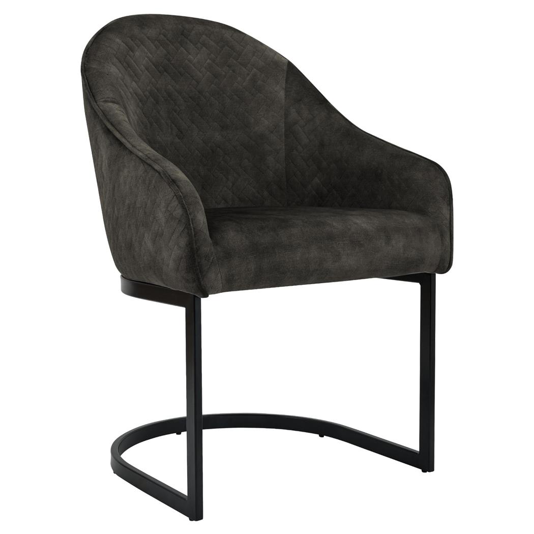 Silla de Confidente TIKA, Grueso Acolchado, Estructura Metálica, en Terciopelo color Marrón Oscuro