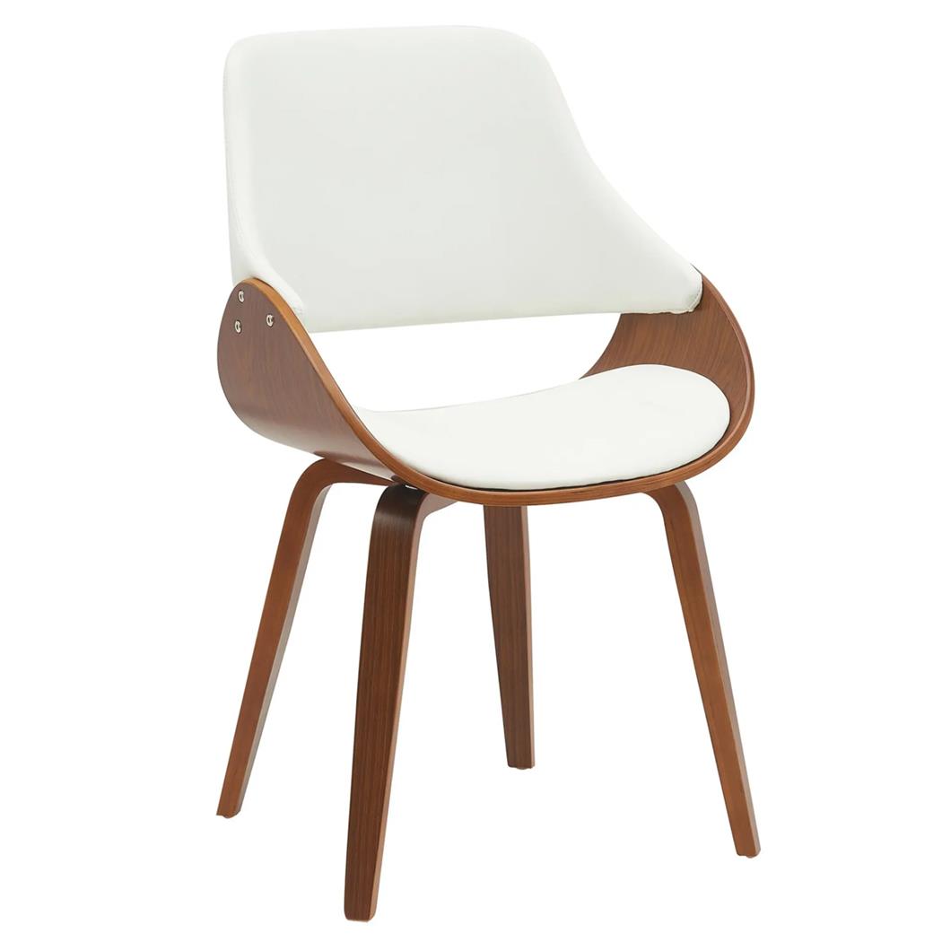 Silla de Confidente NESKA PIEL, Diseño Moderno, en Madera Nogal, color Blanco