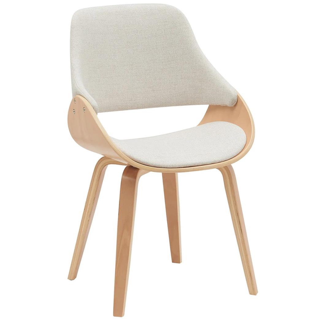 Silla de Confidente NESKA TELA, Diseño Moderno, en Madera Natural, color Crema