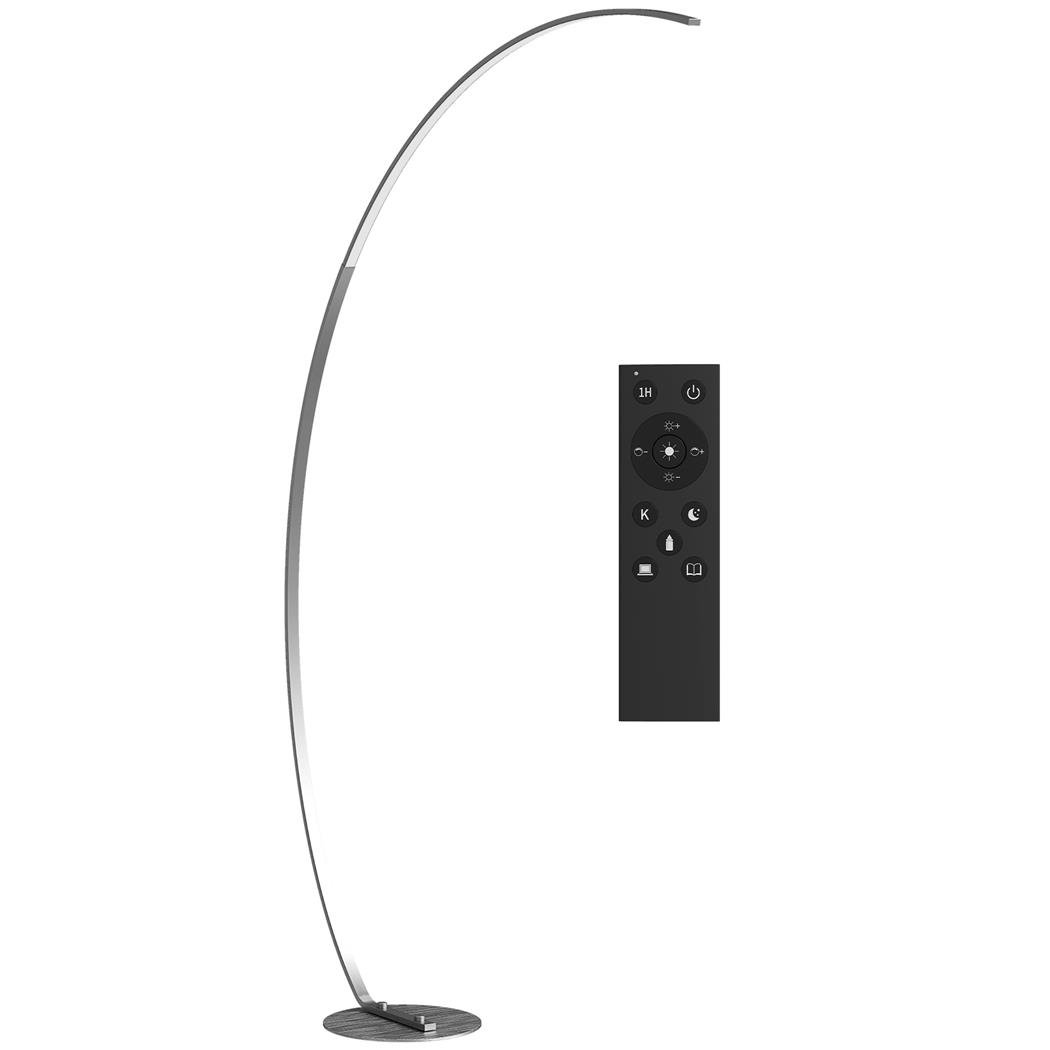 Lámpara de Oficina LUMINA, Dimensiones 120x27x172 cm, Diseño en Arco, LED Regulable, color Plata
