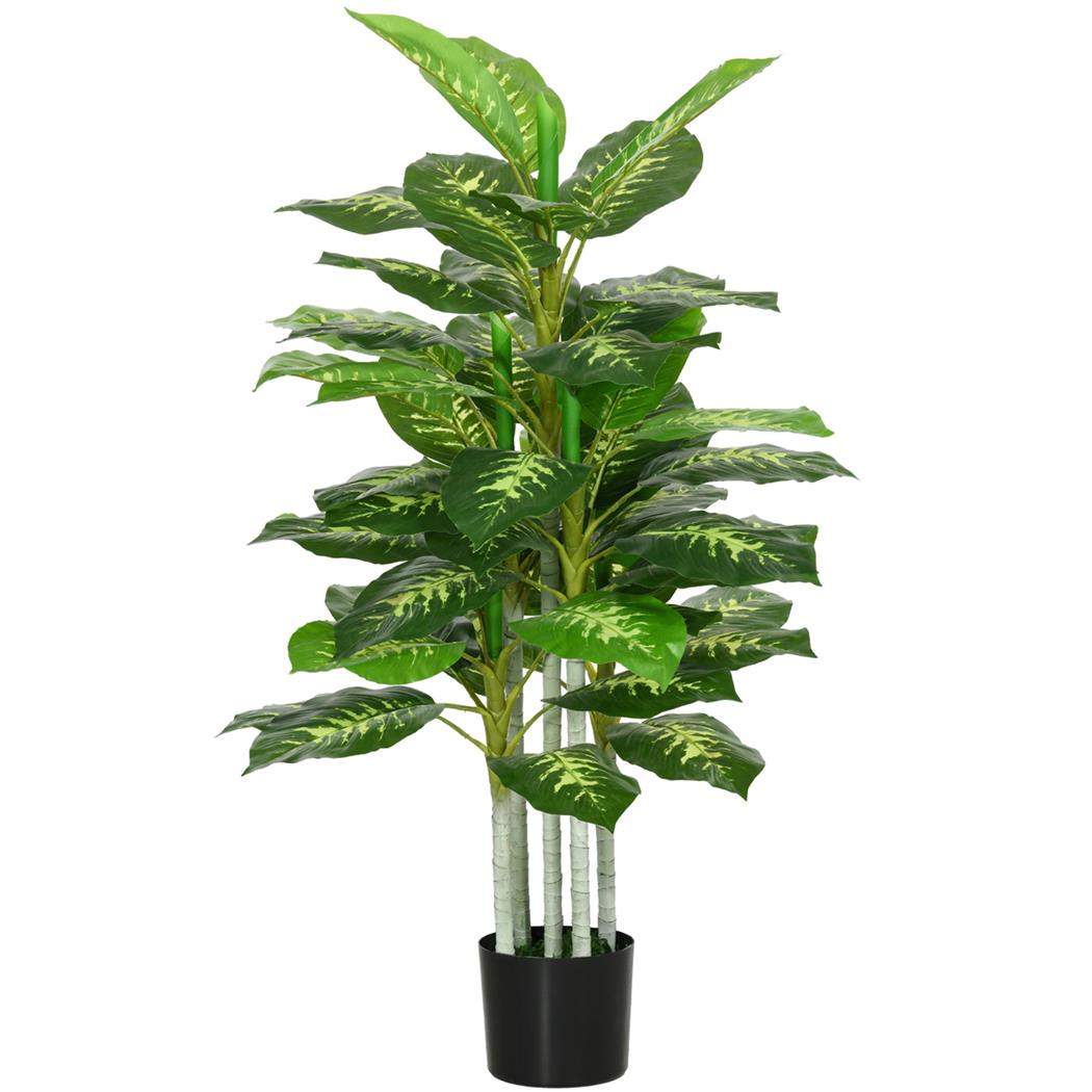 Planta de Oficina PALI, Altura 120 cm, Aglaonema Artificial con Maceta Incluida