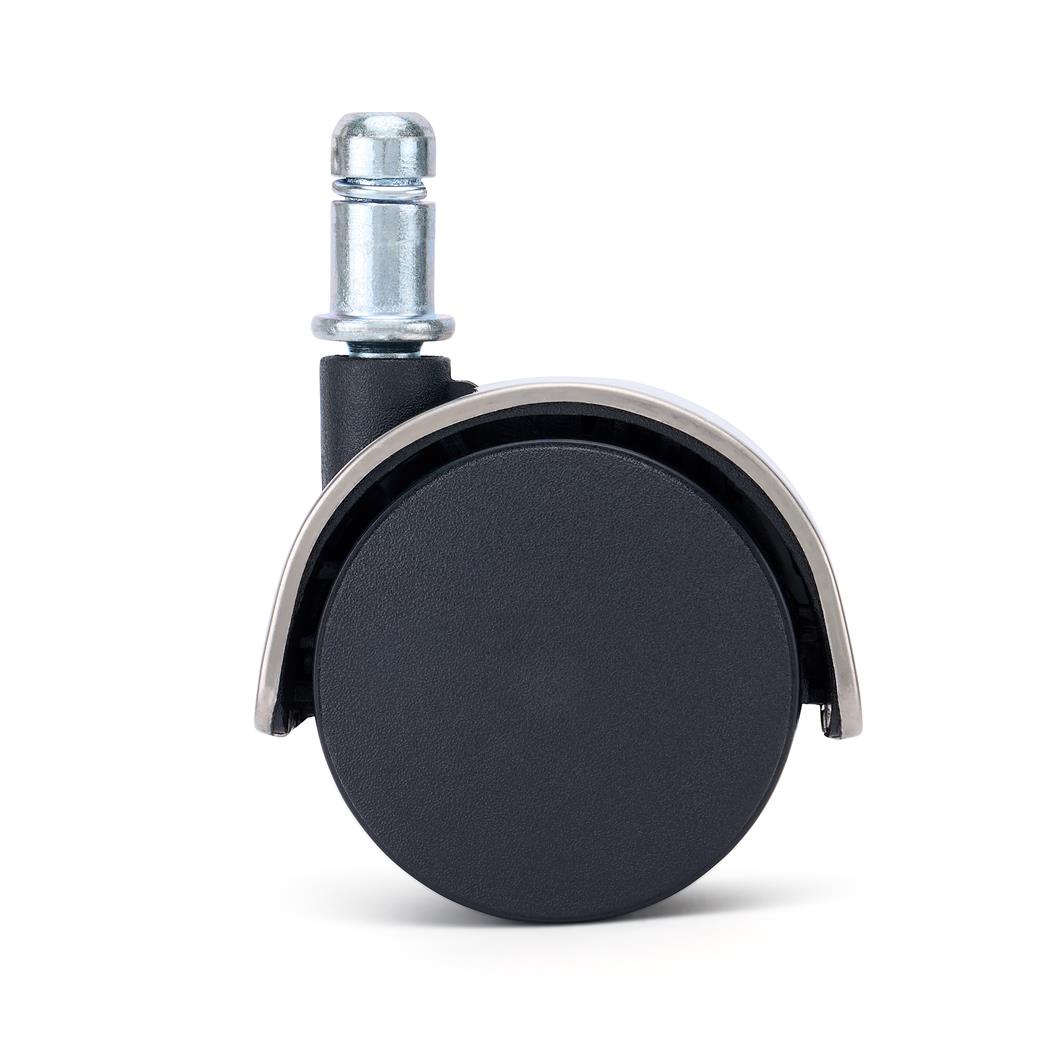 5x Ruedas Sillas Oficina COVER, 11x50mm, Diseño Cromado, Especial Suelos Alfombrados, Color Plata