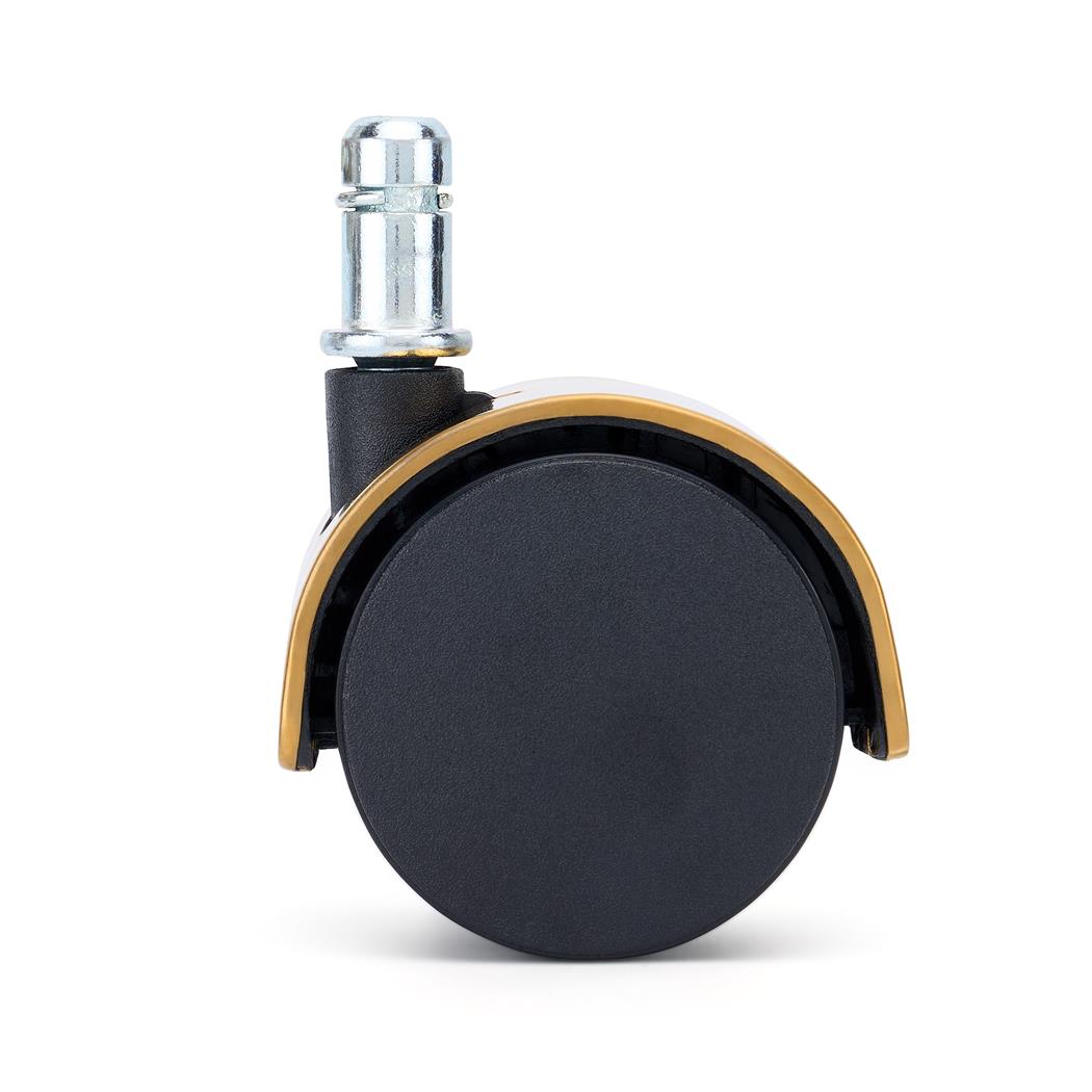 5x Ruedas Sillas Oficina COVER, 11x50mm, Diseño Cromado, Especial Suelos Alfombrados, Color Dorado