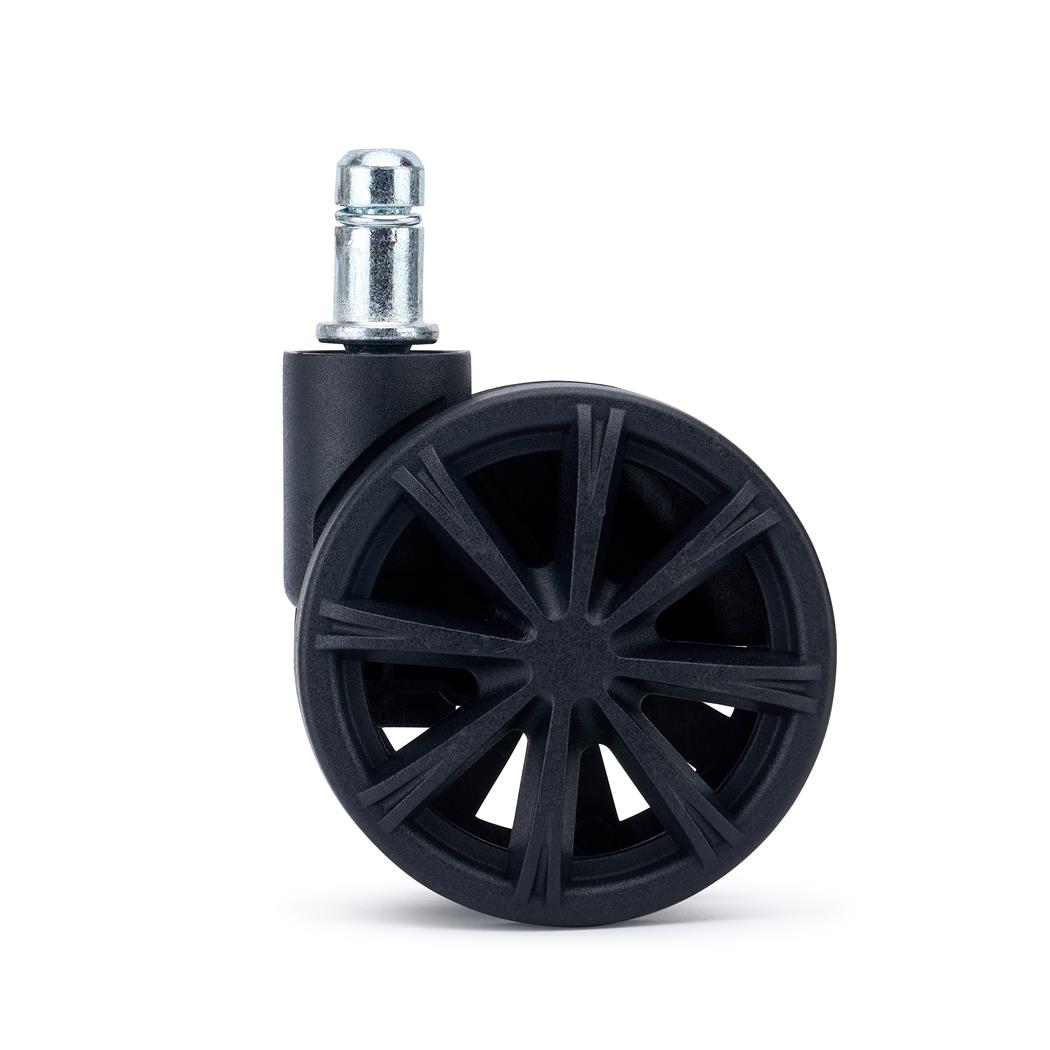 5x Ruedas Sillas Oficina SPOKE, 11x50mm, Estilo Deportivo, Color Negro