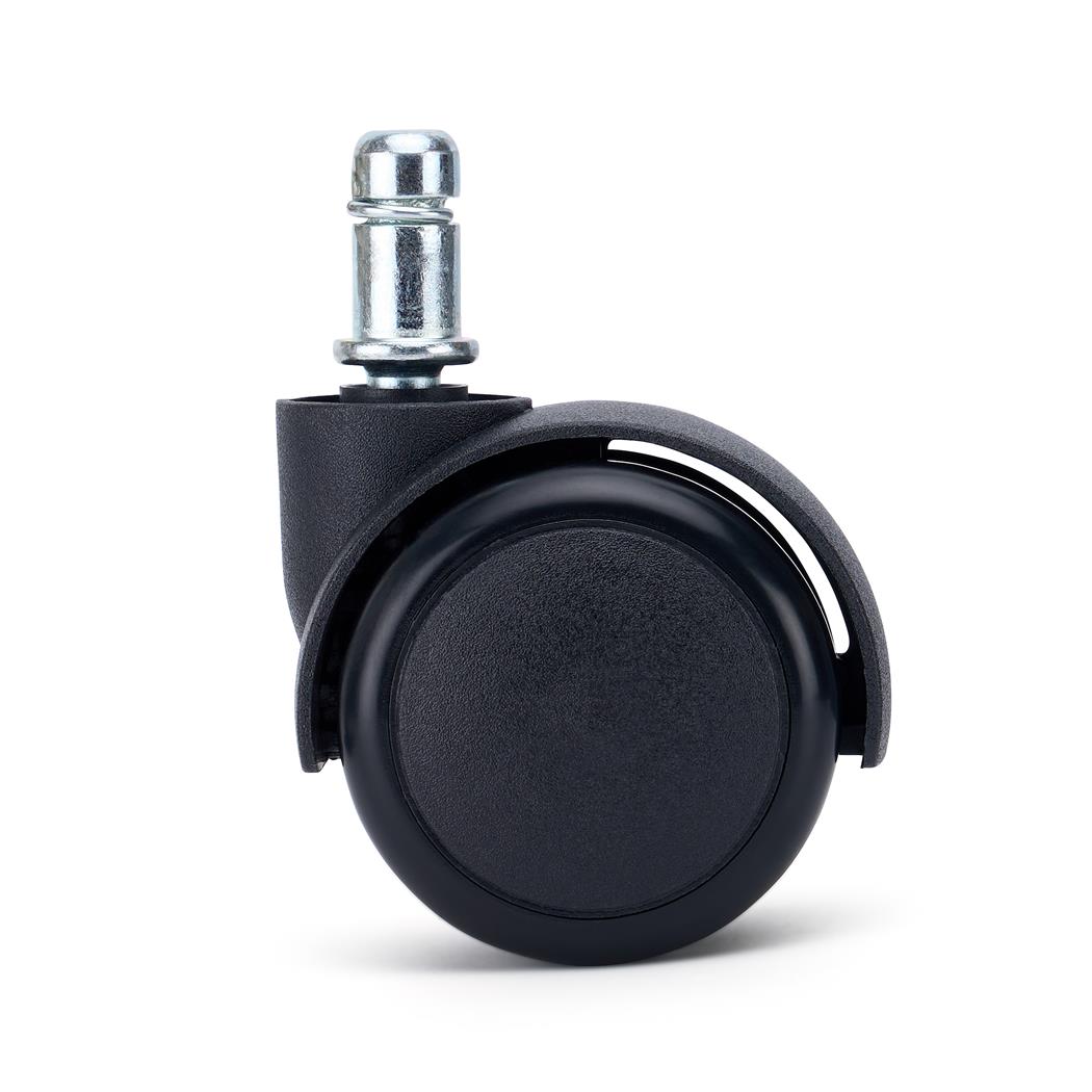 5x Ruedas para Sillas de Oficina RUSH, Recubrimiento Goma, Multisuperficies, en Color Negro
