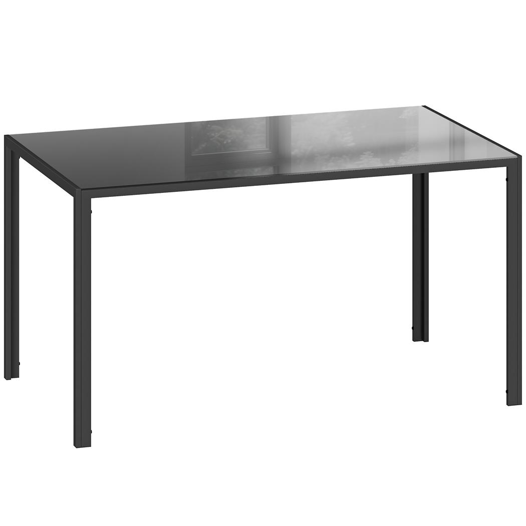 Mesa de Reuniones MAPUTO, 140x80x75 cm, Estructura Metálica y Vidrio templado, color Negro