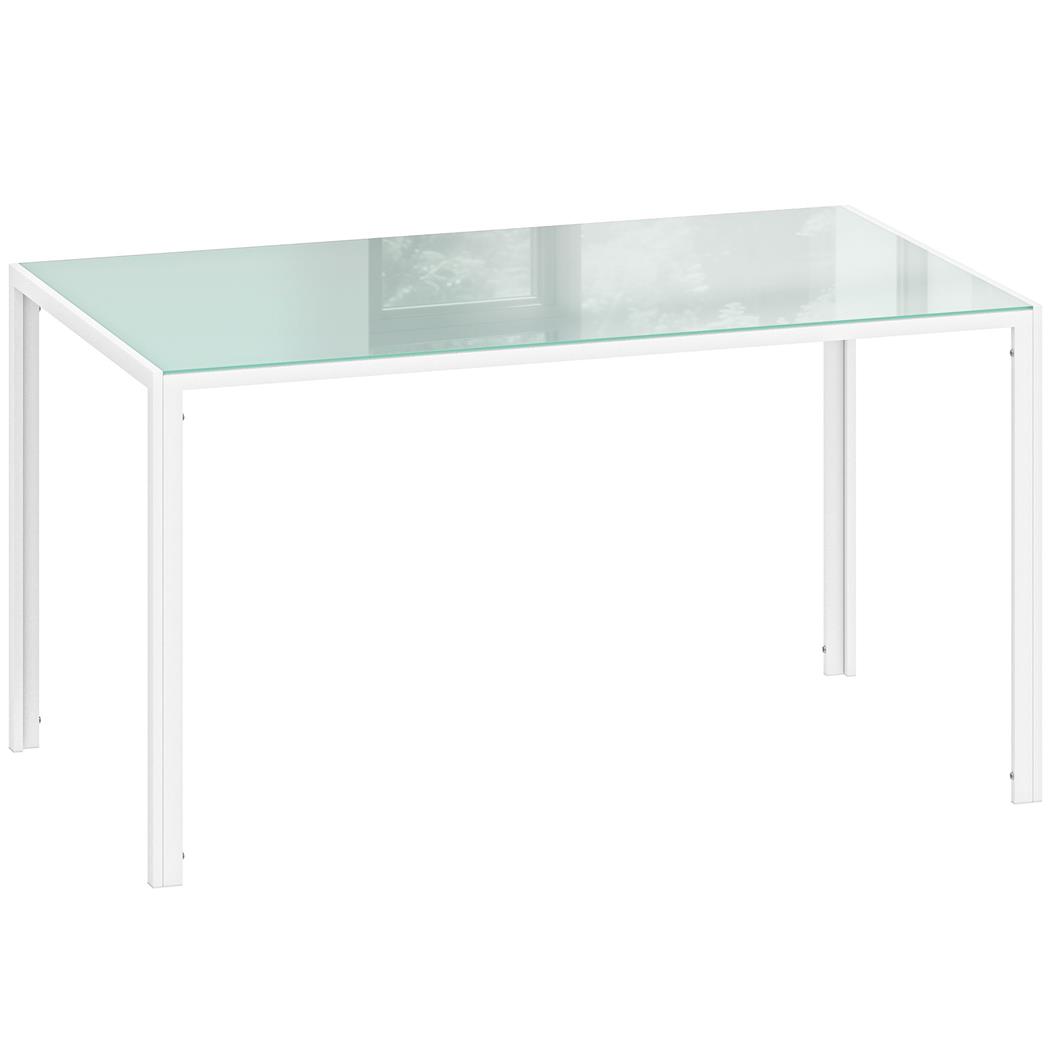 Mesa de Reuniones MAPUTO, 140x80x75 cm, Estructura Metálica y Vidrio templado, color Blanco