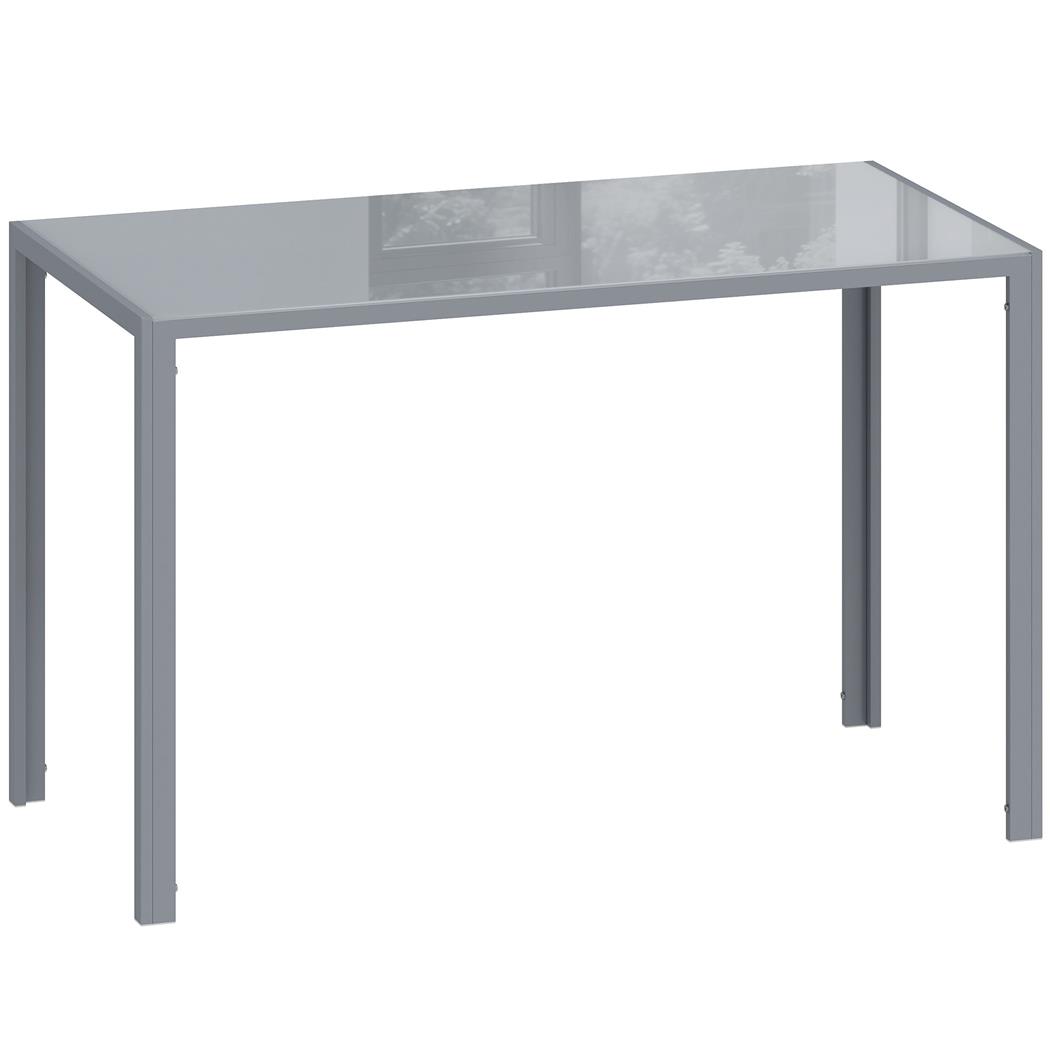Mesa de Oficina MAPUTO, 120x60x75 cm, Estructura Metálica y Vidrio templado, color Gris