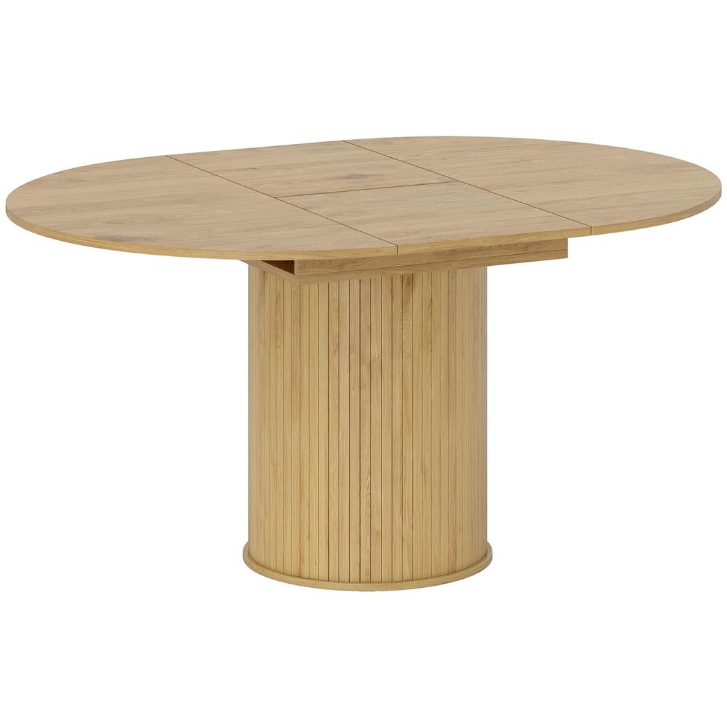Mesa de Reuniones LUANDA, Extensible, con Base Estriada, 110-150x110x75 cm, en Madera color Roble