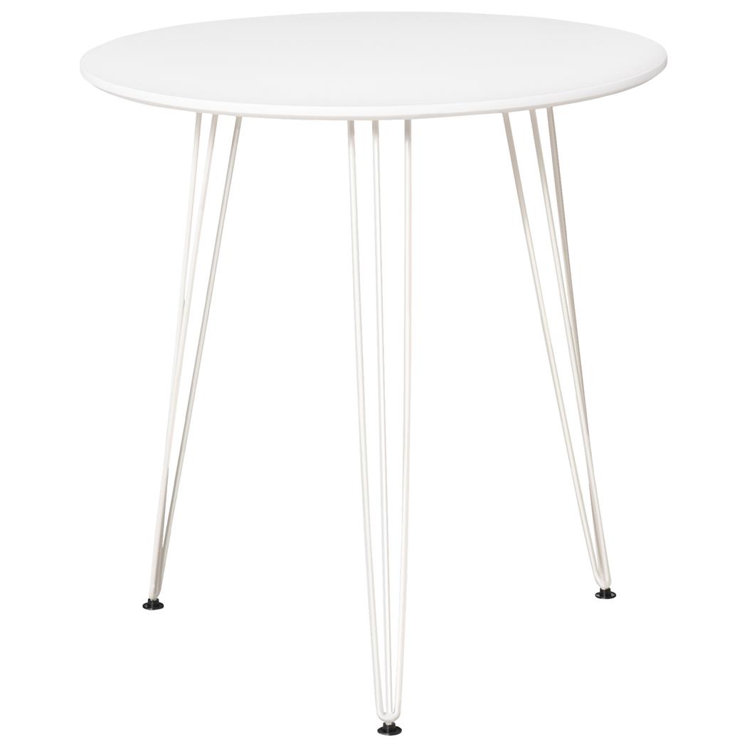 Mesa de Reuniones MIRTA, Dimensiones Ø70x75 cm, Madera y Estructura Metálica, color Blanco