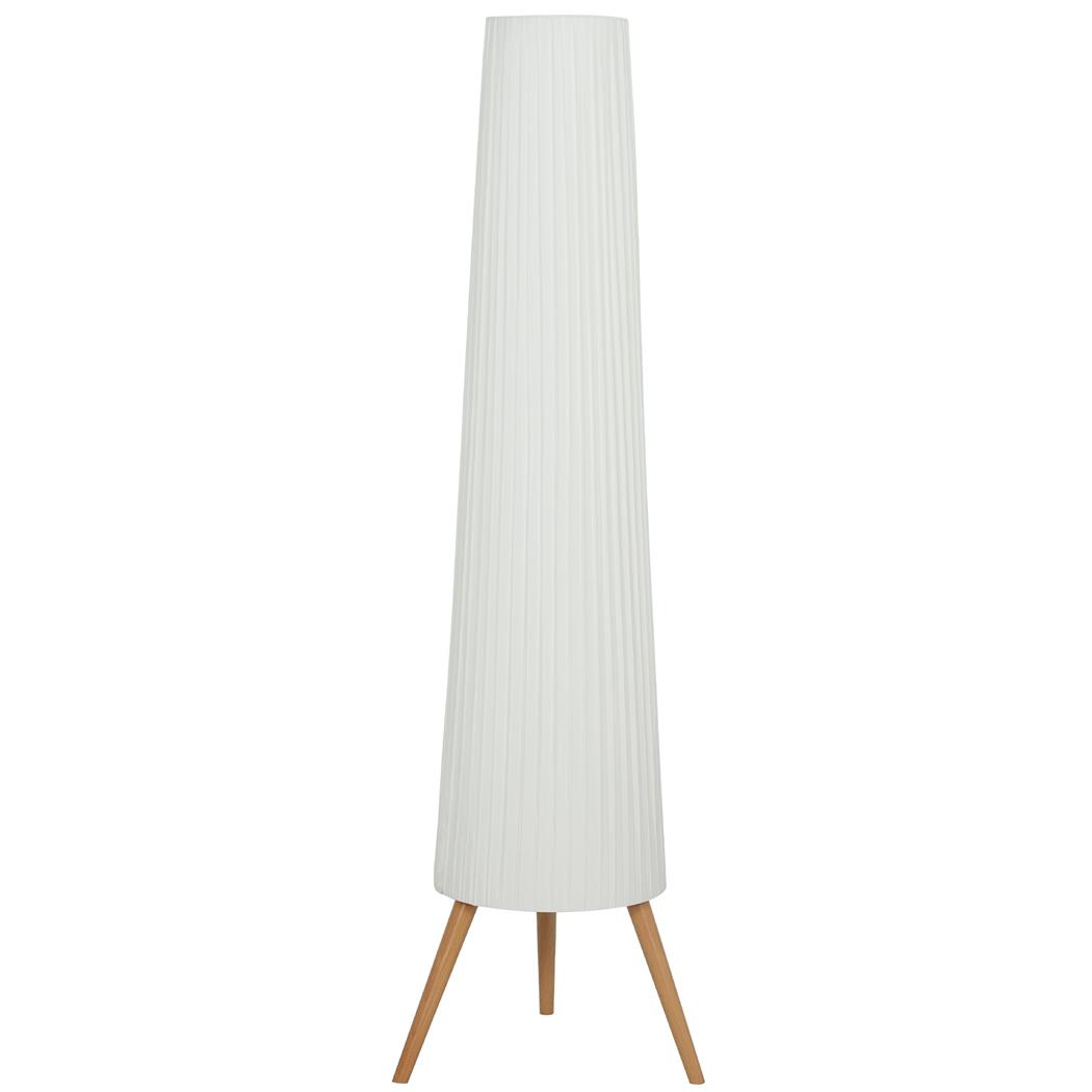 Lámpara de Oficina TRINI, Dimensiones 46x46x153 cm, Estructura en Madera, Pantalla de Tela color Blanco