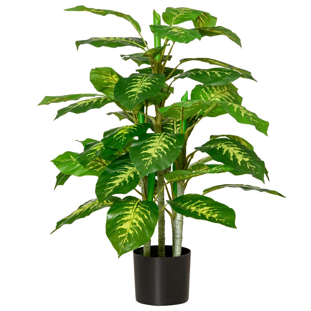 Planta de Oficina PIXO, Altura 95 cm,  Aglaonema Artificial con Maceta Incluida