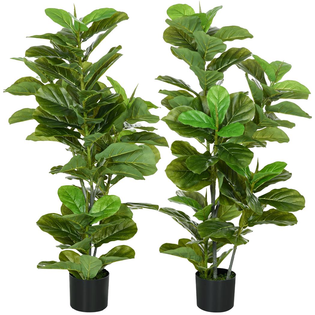 Lote de 2 unidades de la Planta de Oficina LUSH, Altura 110 cm, Ficus Artificial con Maceta Incluida