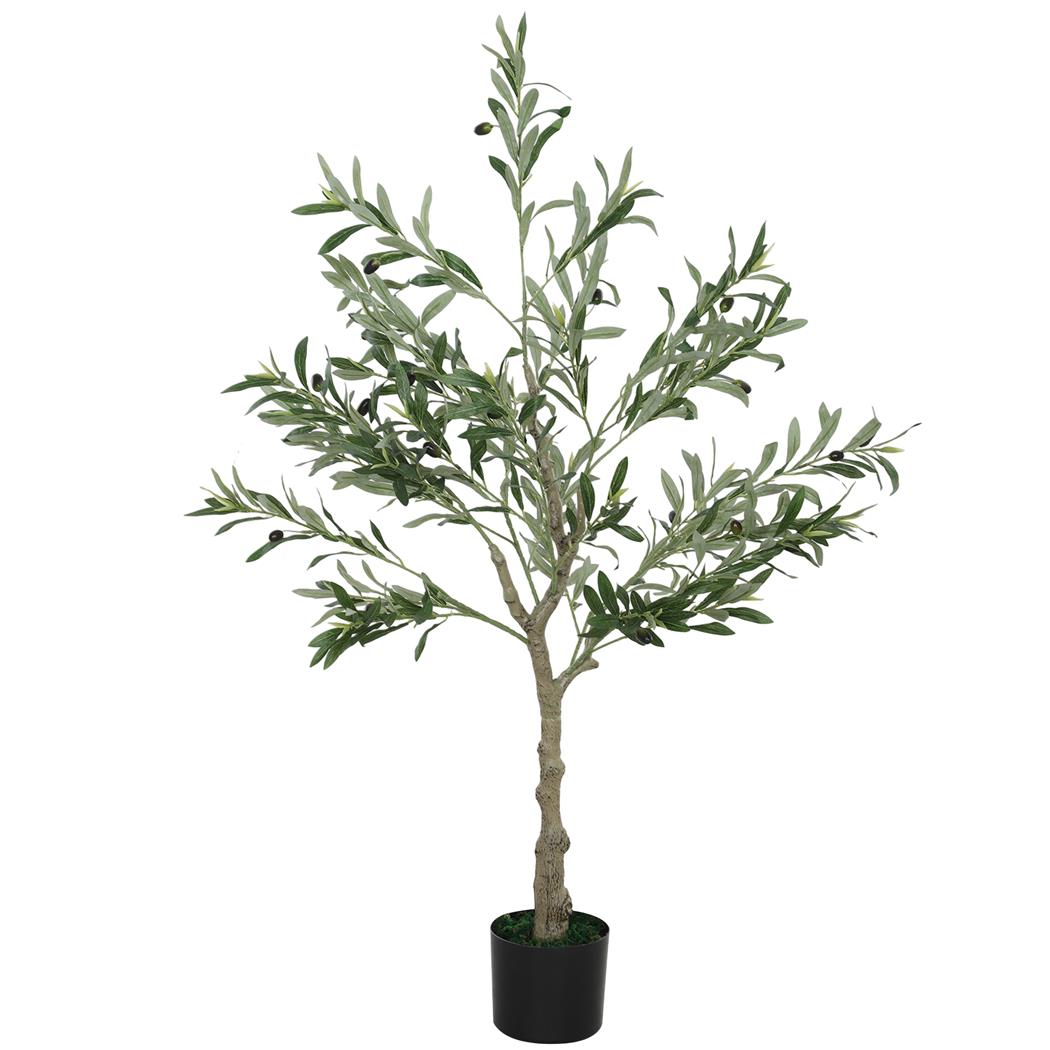 Planta de Oficina ECOA, Altura 120 cm, Olivo Artificial con Maceta Incluida