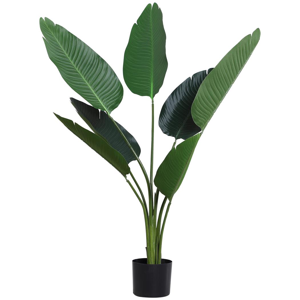 Planta de Oficina CARIBU Altura 120 cm, Palma Árbol Artificial con Maceta de Madera Incluida