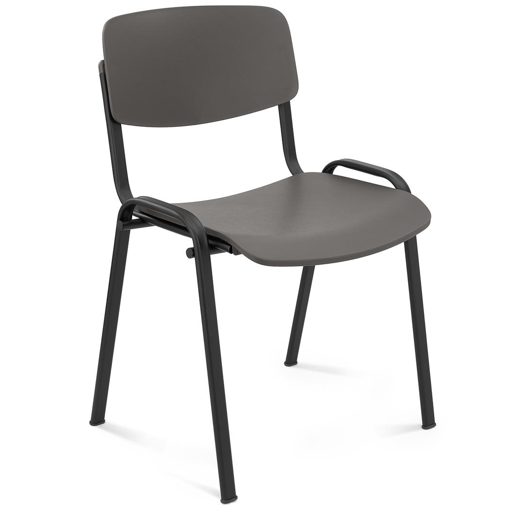 Silla de Confidente MILKA, Bonita y Polivalente, Apilable, Color Gris y Patas Negras