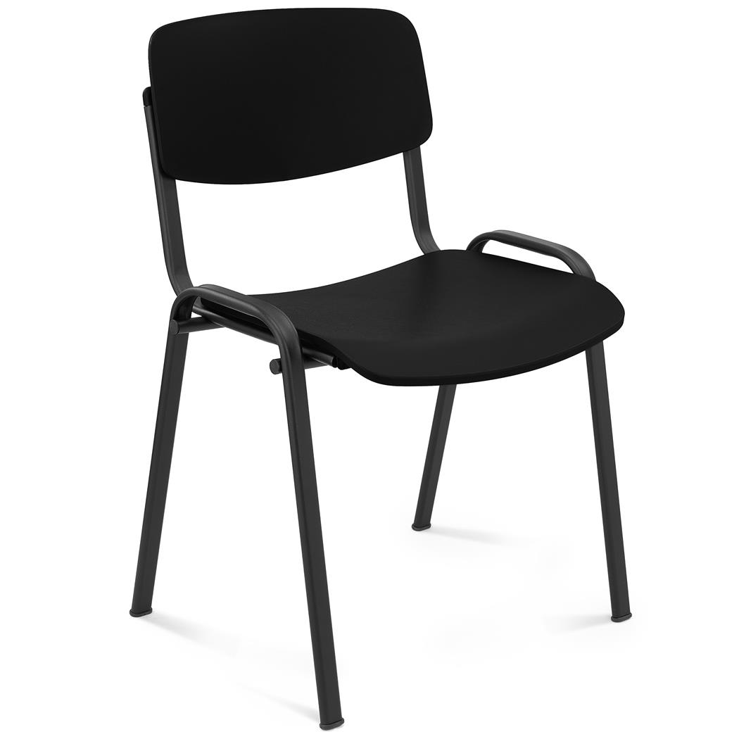 Silla de Confidente MILKA, Bonita y Polivalente, Apilable, Color Negro y Patas Negras