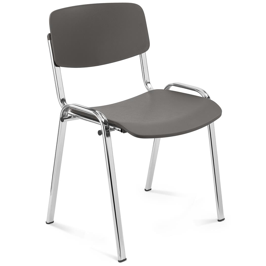 Silla de Confidente MILKA, Bonita y Polivalente, Apilable, Color Gris y Patas Cromadas