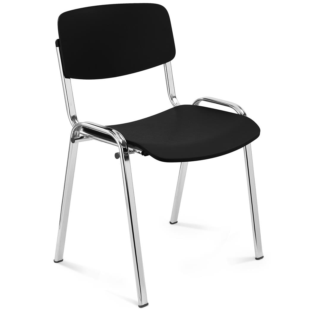 Silla de Confidente MILKA, Bonita y Polivalente, Apilable, Color Negro y Patas Cromadas