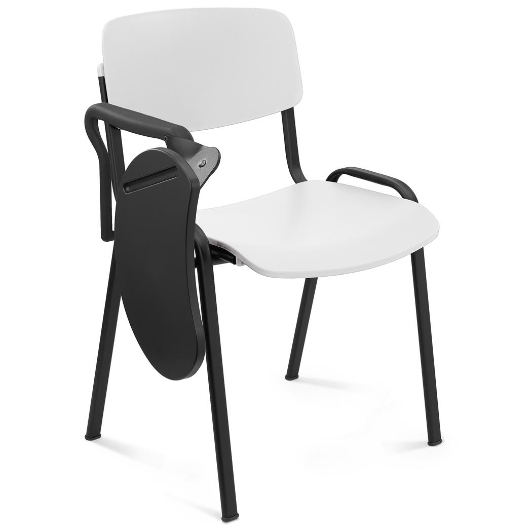 Silla de Confidente MILKA con PALA abatible, Bonita y Polivalente, Color Blanco 