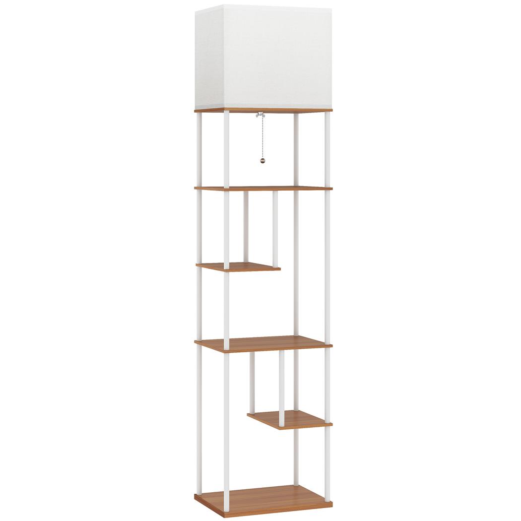 Lámpara de Oficina VETRA, Dimensiones 40x29x171 cm, Estantes Asimétricos, en color Madera Natural