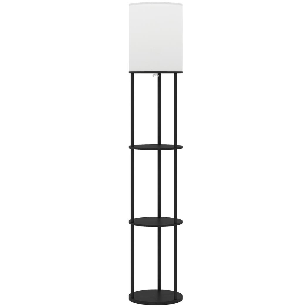 Lámpara de Oficina ORBE, Dimensiones 26x29x29x158 cm, con Estantes, en Madera color Negro