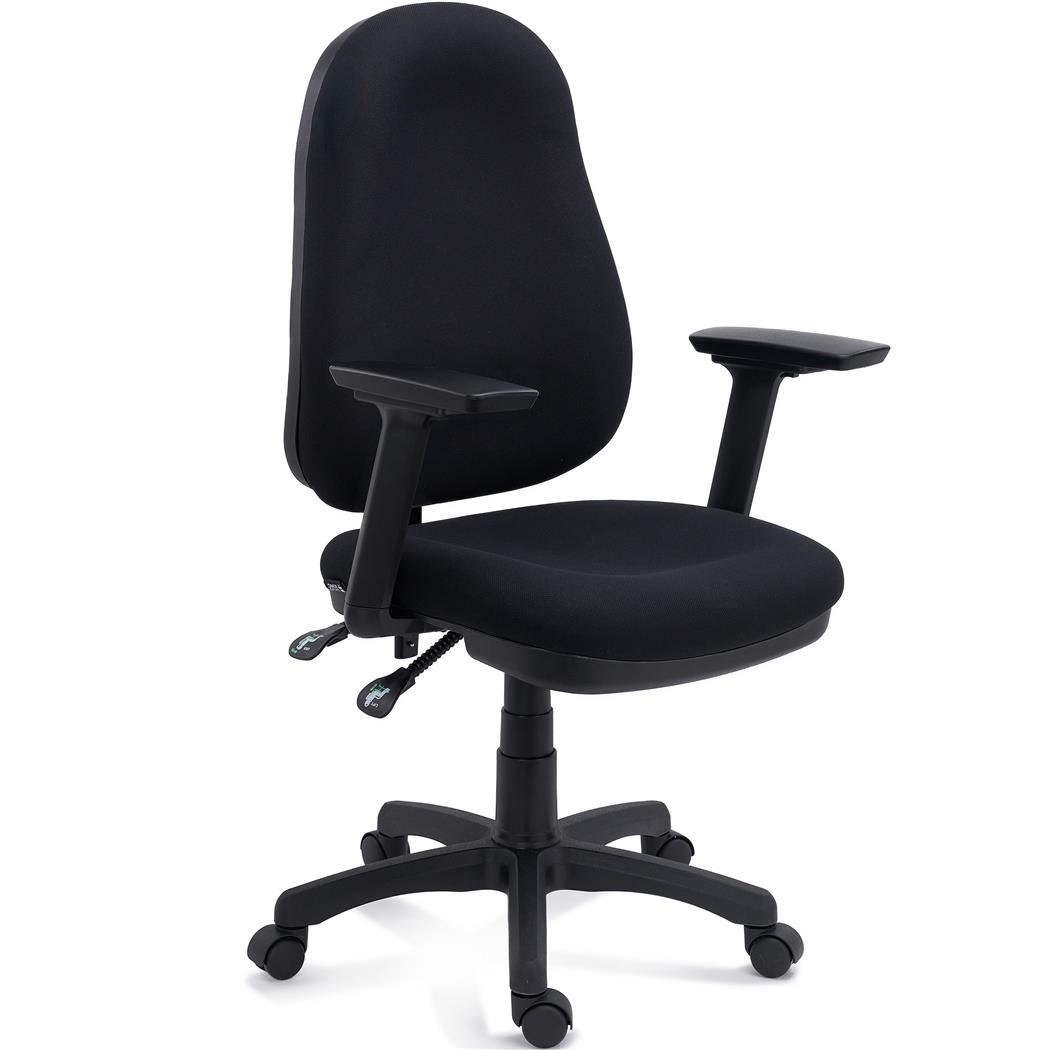 Silla Ergonómica ZENIT, Respaldo Ajustable en Altura, Brazos 3D, Gran Acolchado, Tela Negra