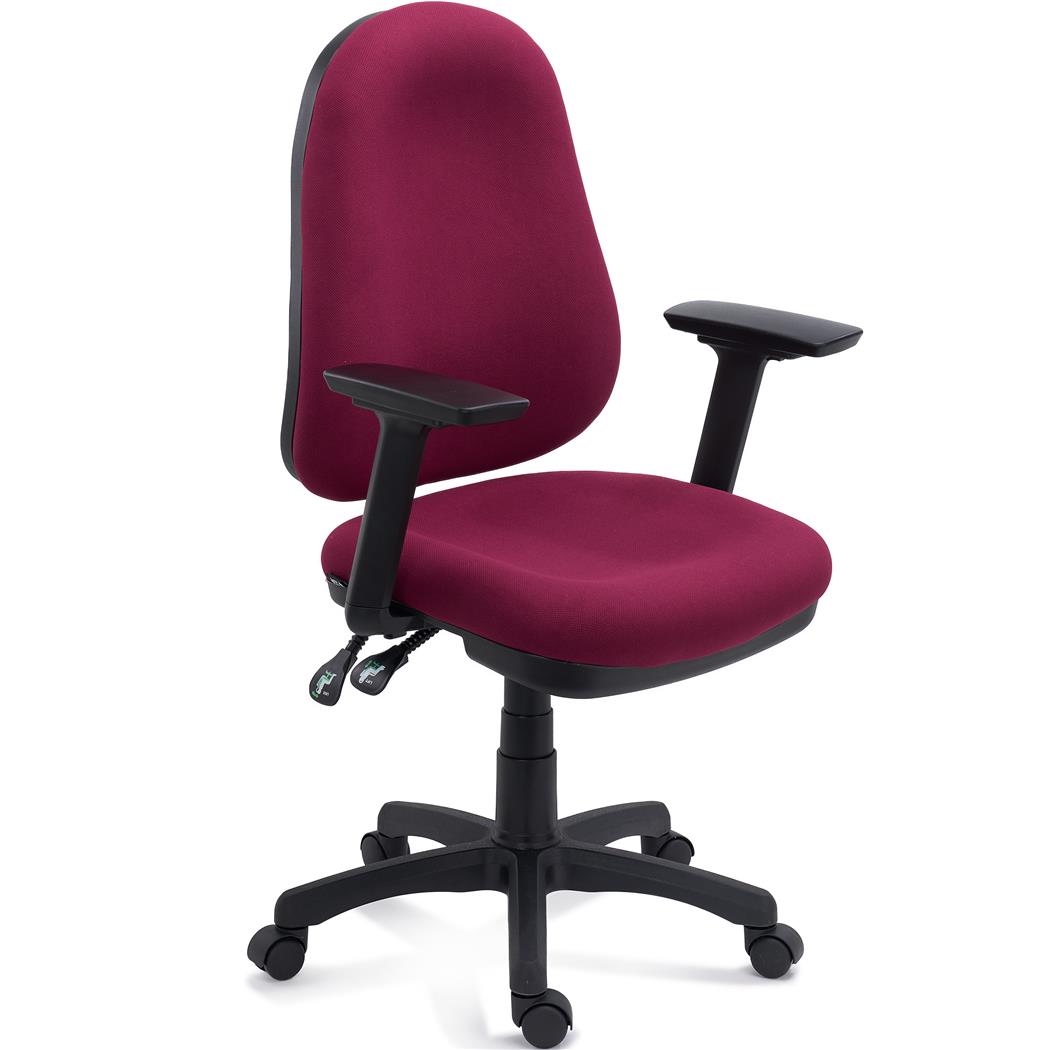Silla Ergonómica ZENIT, Respaldo Ajustable en Altura, Brazos 3D, Gran Acolchado, Tela Burdeos