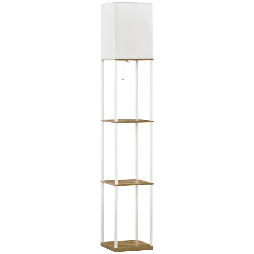 Lámpara de Oficina LUXOR, Dimensiones 26x26x159 cm, con Estantes, en Madera, color Blanco