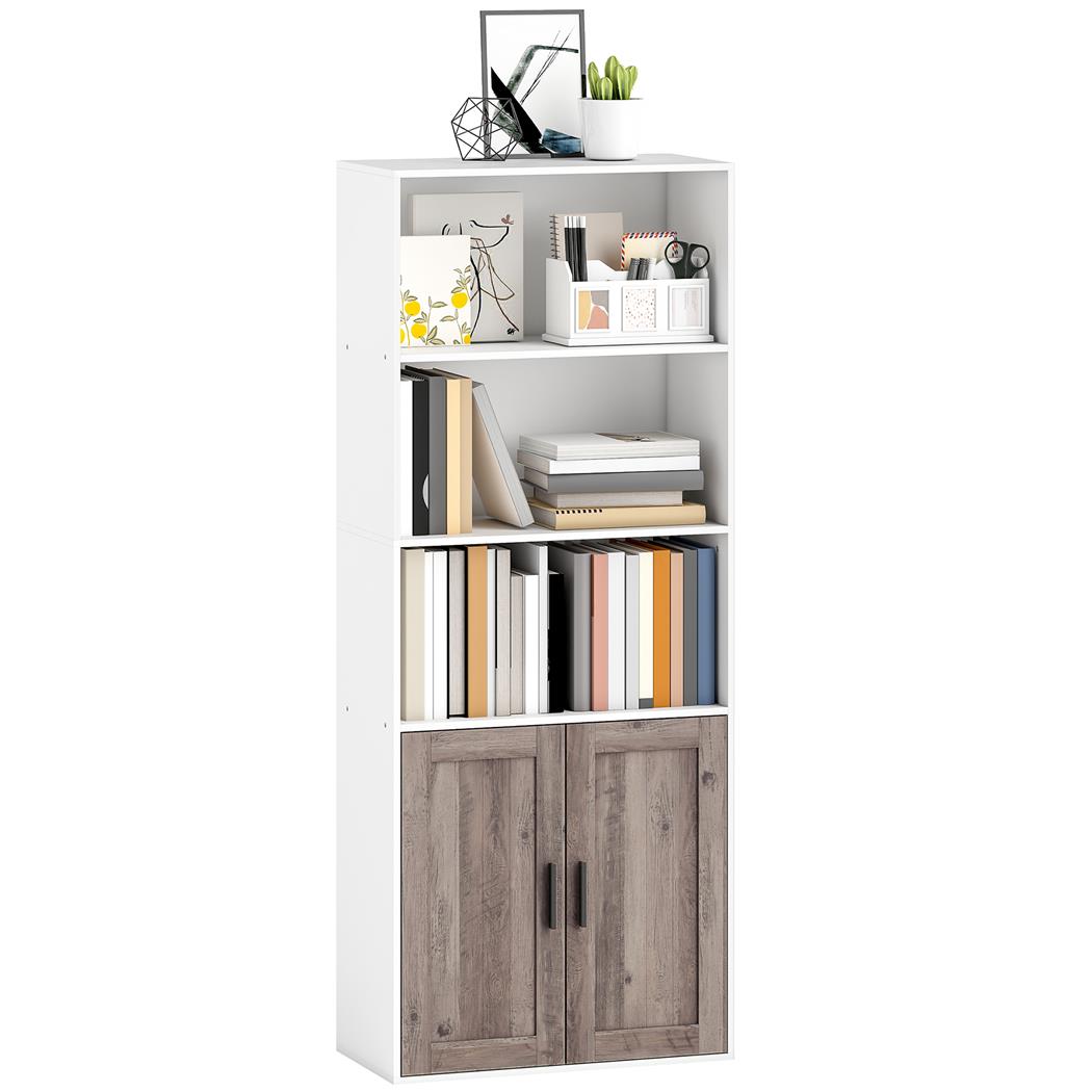 Estantería RASTI, 60x30x149,5 cm, con Estantes, en Madera color Blanco y Marrón